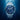 Silver watch with blue dial underwater on a blue background